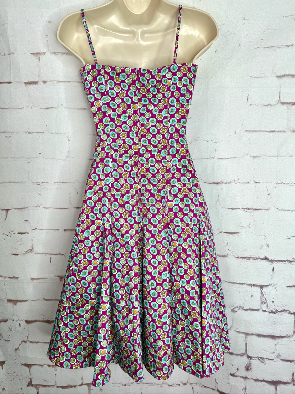 NINE WEST Size 6 Fit and Flare Adjustable Spaghetti Strap Sleeveless Print Dress - Picture 8 of 14